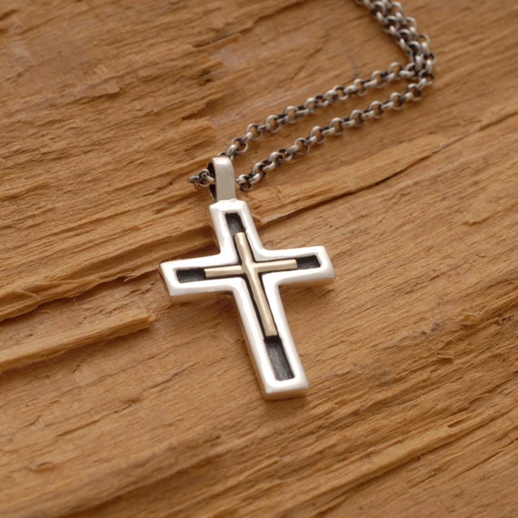 Unique Cross Necklace for Men Women Silver and Gold