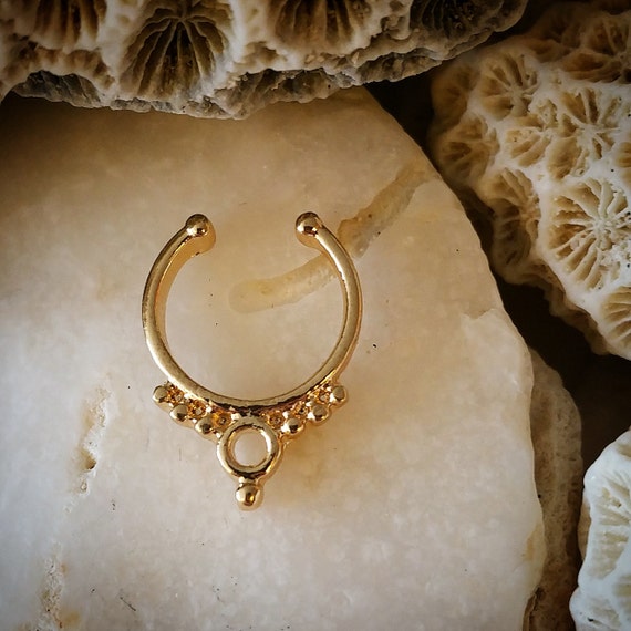 Gold Fake Clip-On Septum Fake Nose Ring Fake by ThrowBackAnnie