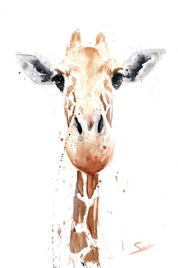 Giraffe Malen Giraffe Aquarell Kunst Giraffe Kunstdruck