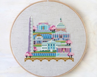 Pretty Little Washington DC - Satsuma Street Modern Cross Stitch Pattern PDF - Instant download