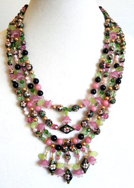 Black and Pink Cloisonné Swarovski Crystals by ScrappyStudioGals