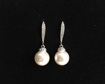 Pearl Earrings Wedding Bridesmaid Earrings Pearl Drop Earrings Bridesmaids Pearl Earrings Bridal Pearl Earrings Pearl Earrings Dangle Silver