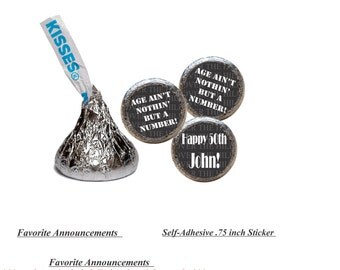 Kiss Stickers, Chocolate Favors, Over the Hill, Party Decorations, 50th Birthday, Party Favors, Candy Kiss Stickers(Set of 108)(RAge Number)
