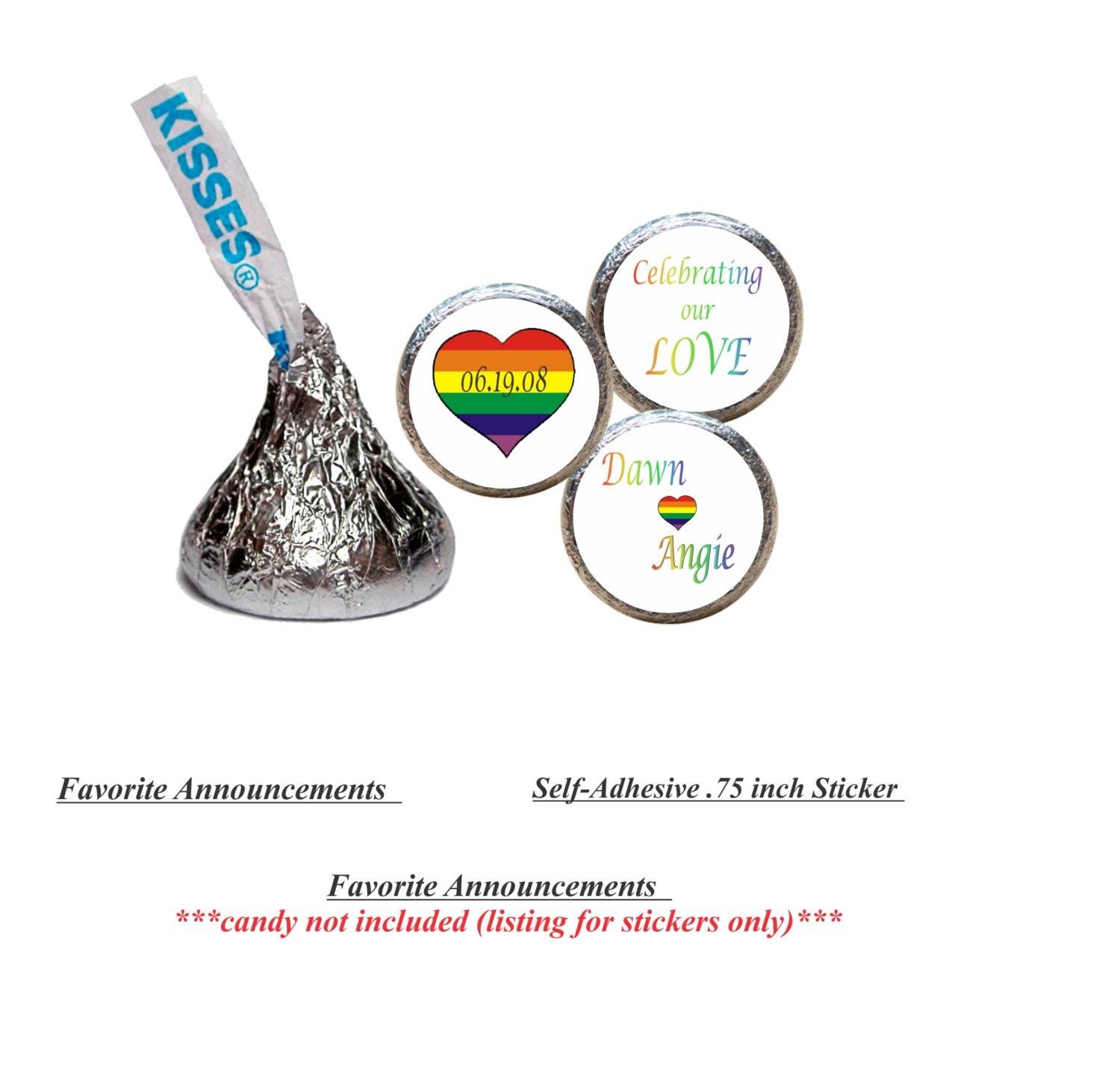 Gay Wedding Favors Marriage Equality Stickers for Kisses