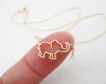 Gold, Rose Gold or Silver elephant necklace...dainty handmade necklace, everyday, simple, birthday