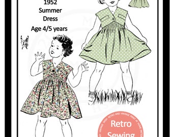 Little Girls Summer Dress 1950s Vintage French Sewing Pattern - Paper Pattern