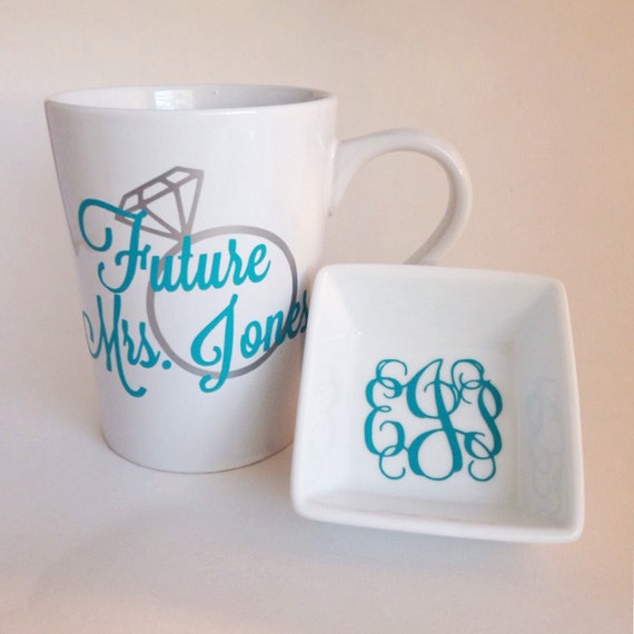 Bridal Set Mrs ring dish and mug