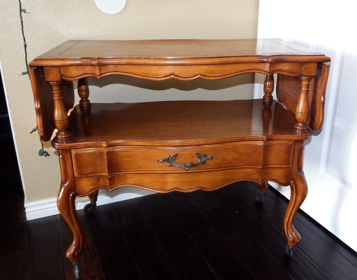 RARE Vintage French Provincial Tea Cart with Original Casters Haute Juice