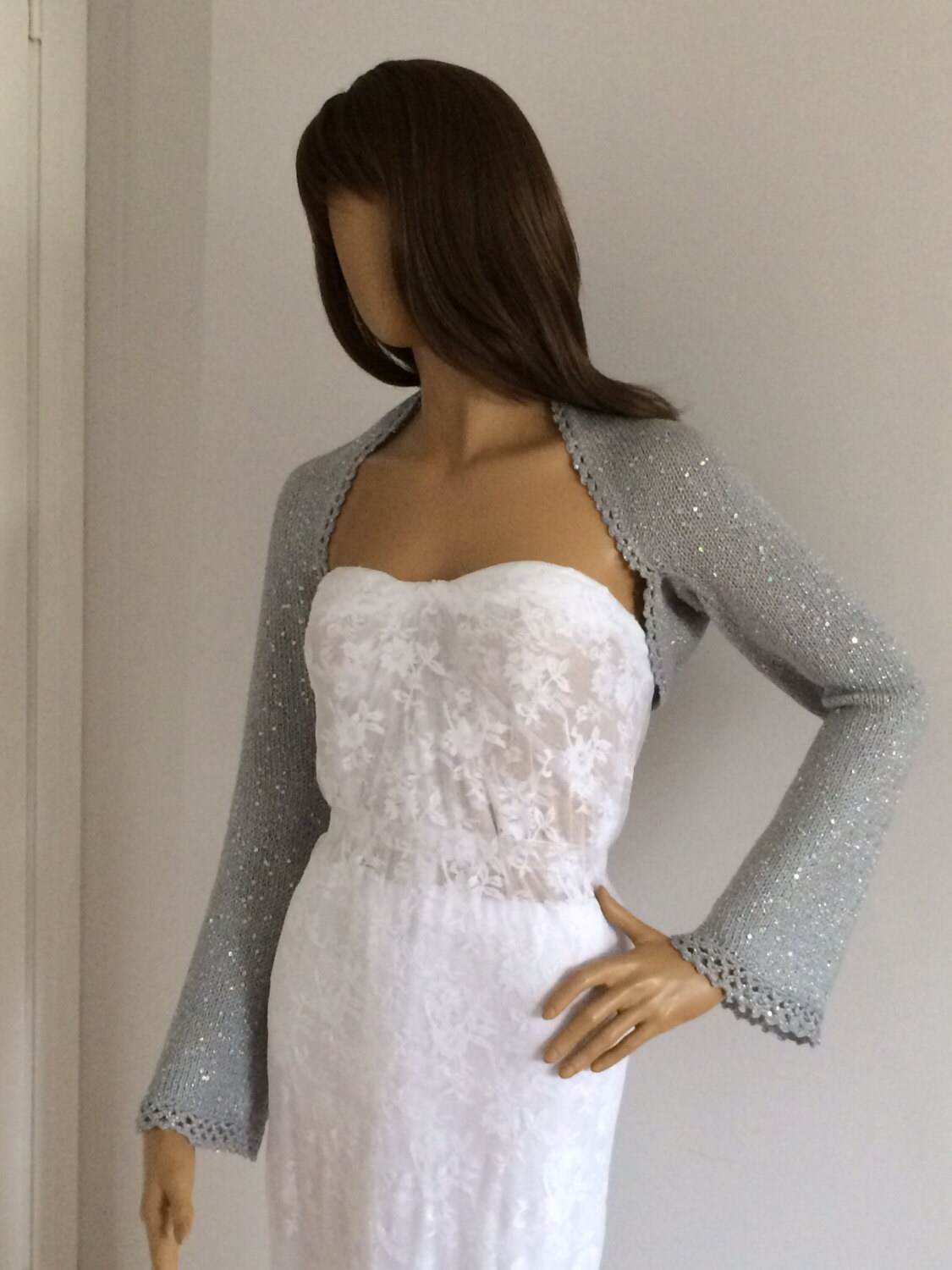 Bridal Shrug Silver Shrug Sequin Shrug Wedding Sweater