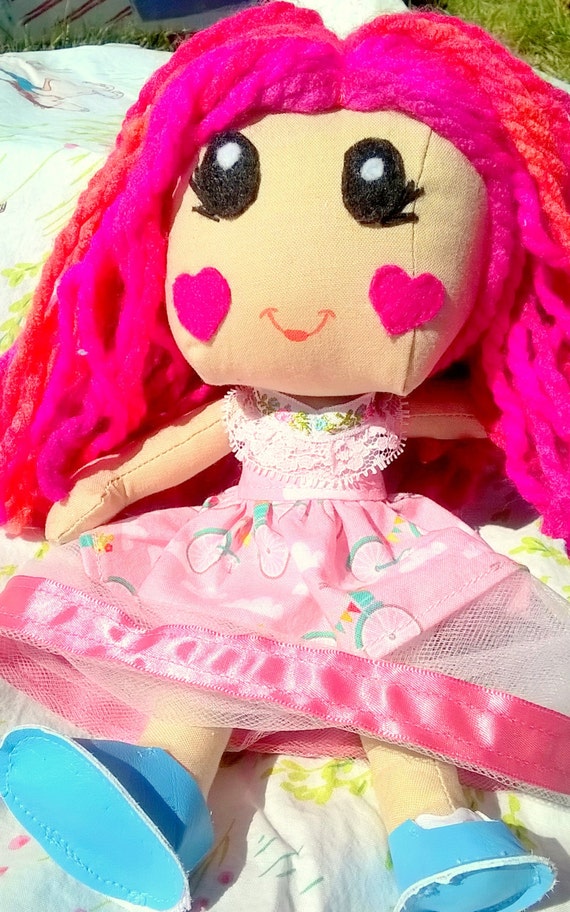 Poseable Handmade Kawaii Girl Cloth Doll in by HandbagstoDolls