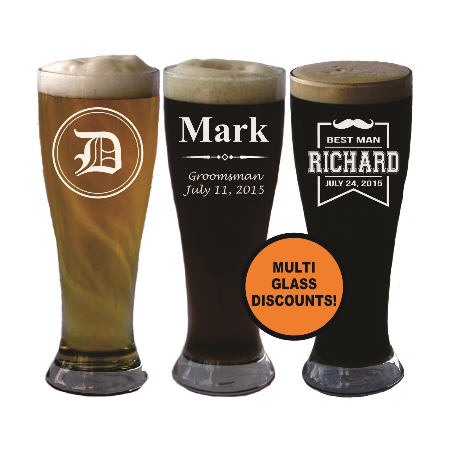 Personalized Pilsner Glass Engraved Beer Glasses Custom Beer