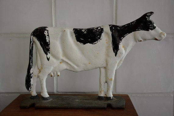 Vintage Cast iron Cow Cow Doorstop Cow Bookend by VintageRedTruck