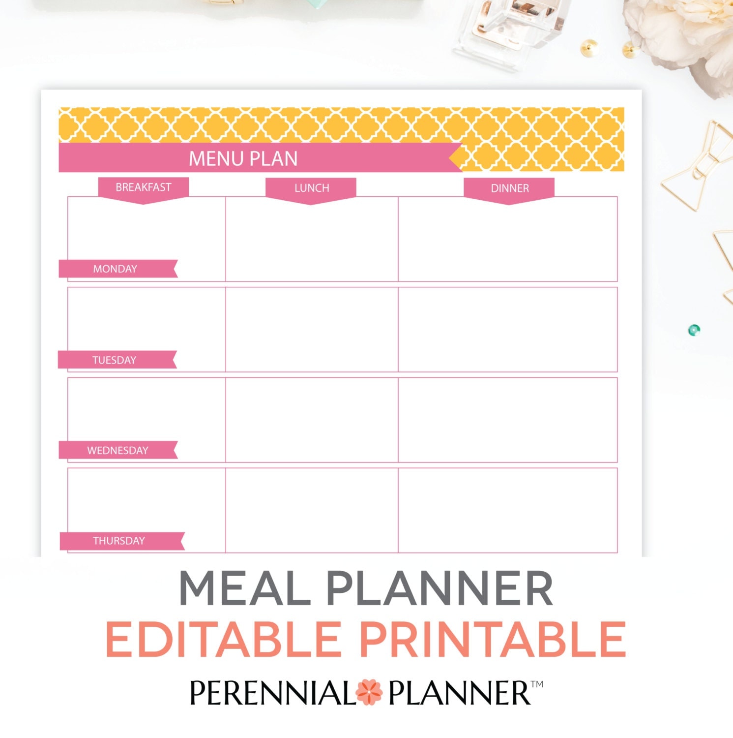 free printable meal planner with snacks