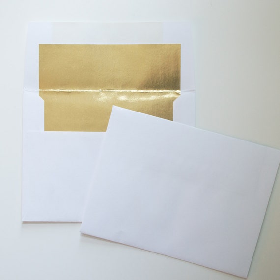 White with Shiny Gold Liner - A2 envelopes - Wholesale Pricing - so pretty!