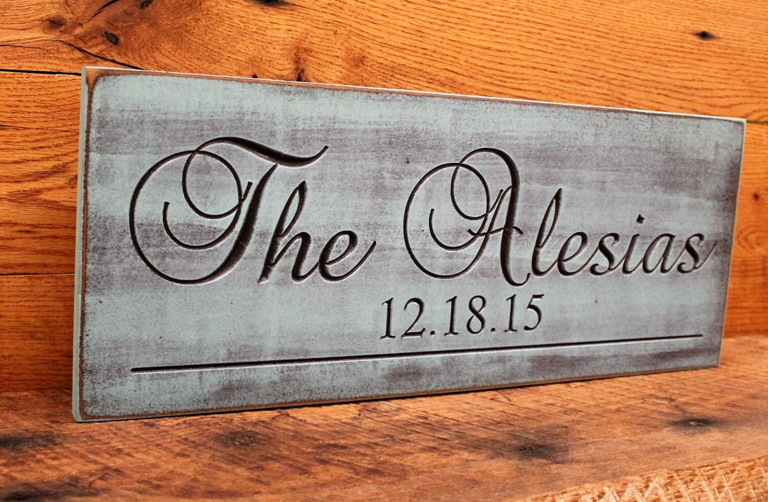 Rustic last name sign carved Established Date Plaque Last