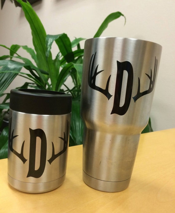 DIY Yeti Monogram Decal Antler with Initial. Southern.Tumbler.