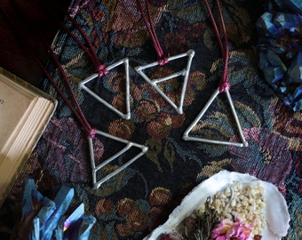 SilverAlchemical Element Necklace, Alchemy, Vegan Leather, Pagan, Witchcraft, Elements