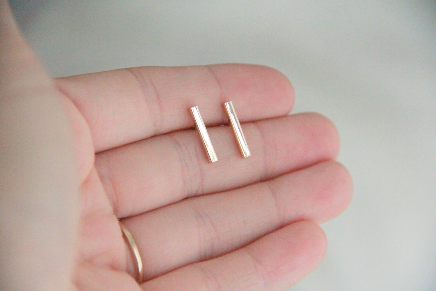 Gold Bar post earrings Small Bar Earrings Gold Bar by miaandmac