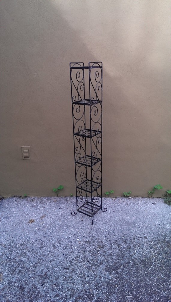 Tall Skinny Black Wrought Iron Plant Stand