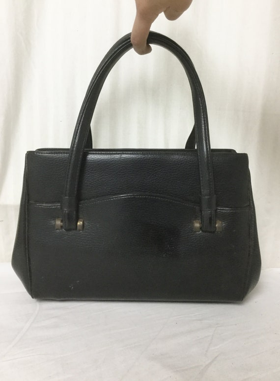 Kadin USA 1950s 1960s Handbag Vintage Purse Black Vinyl