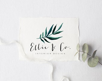 premade logo design · palm leaf · watermark logo · watercolor graphic · photography shop logo · premade branding kit · small business logo