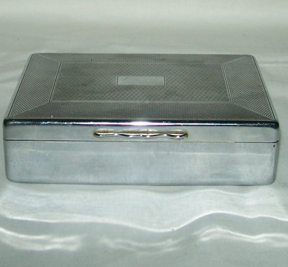 Cigarette Box ARISTOCRAT Mid Century Chrome Plated Engine