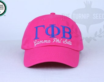 Gamma Phi Beta Sorority Baseball Cap - Custom Color Hat and Embroidery.