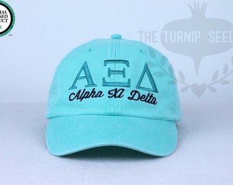 Alpha Xi Delta Sorority Baseball Cap - Custom Color Hat and Embroidery.