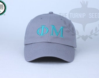 Phi Mu Greek Only Sorority Baseball Cap - Custom Color Hat and Embroidery.