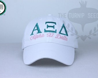 Alpha Xi Delta Sorority Baseball Cap - Custom Color Hat and Embroidery.