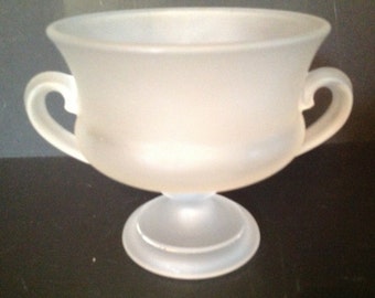 vintage frosted glass compote