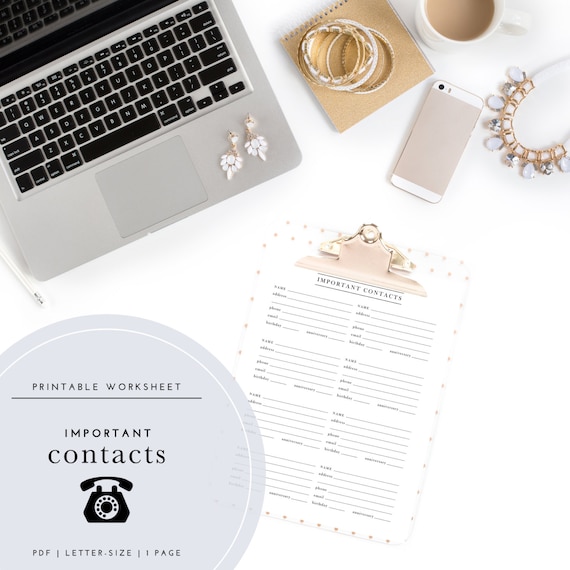Free Printable Important Contacts Sheet