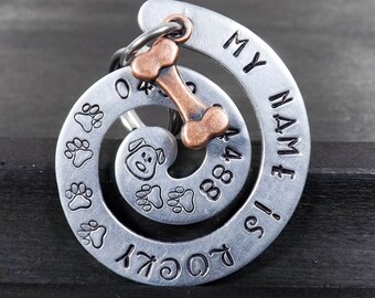Dog Tags For Dogs, Dog ID Tag, Dog Tag, Hand Stamped Dog Tags, Large Aluminium Swirl Dog ID Tag, Pet Tags, Pet ID Tags, Dog id