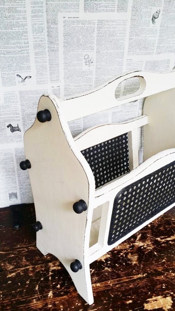 French country wooden magazine rack beige by MuttonHollowCottage