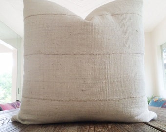 Authentic Natural White African Mudcloth Textile Pillow Cover Various Sizes