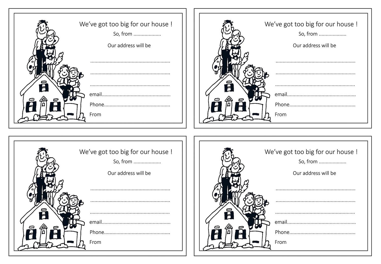 Moving House Cards Template Free