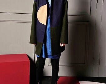Fine Art Collection oversize irregular geometry color fusion coat