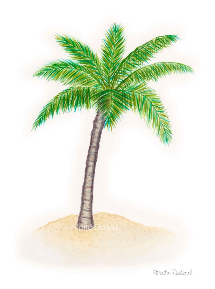 Palm tree print palm tree art watercolor beach art tropical
