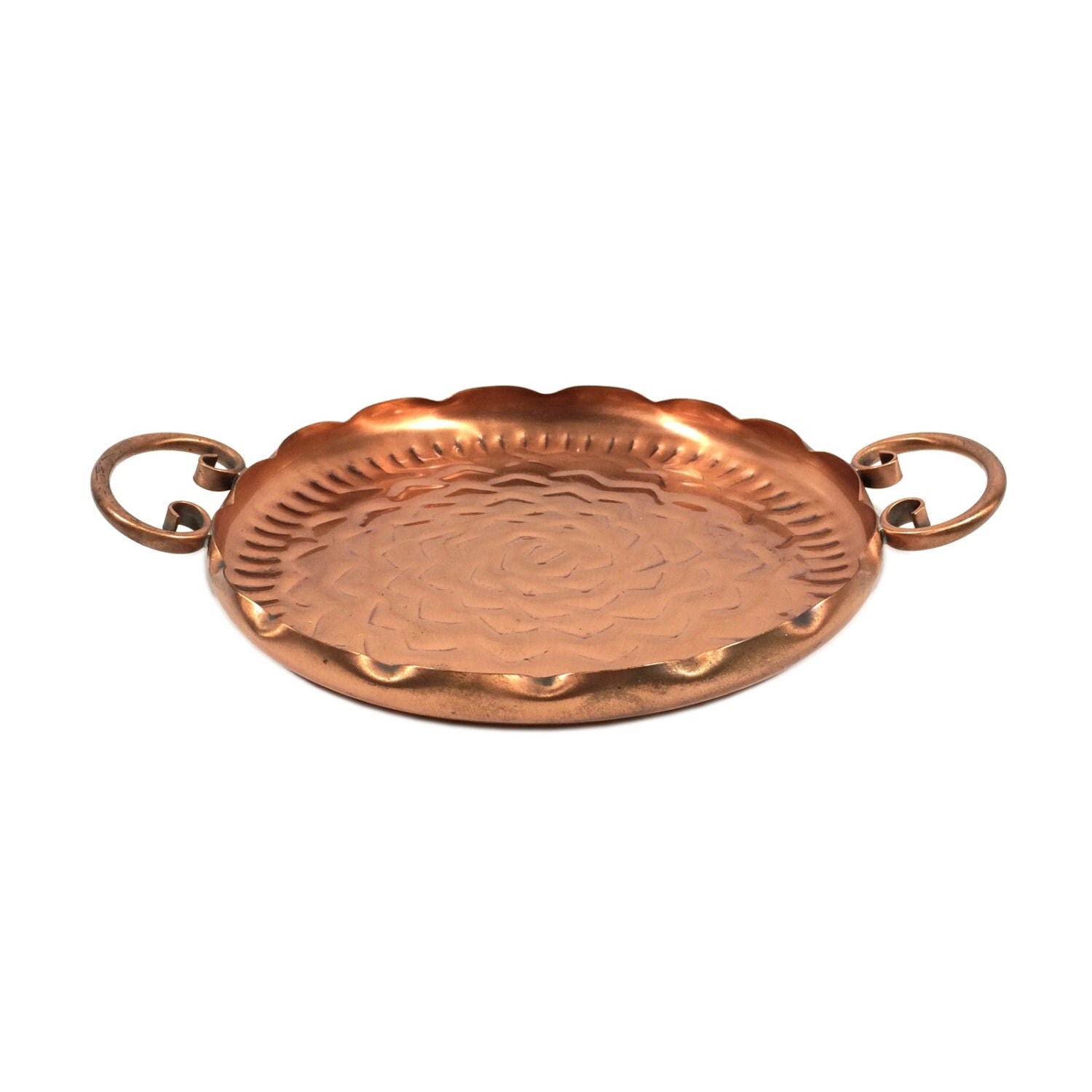 Vintage 11″ Copper Tray with Handle by Gregorian Copper, 11″ Across the