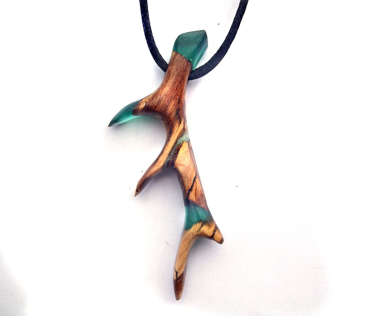 Antler Necklace Wood and resin Deer Antler Pendant carved