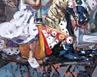 Limited edition print, original art, impressionist oil, modern painting, palette knife art, carousel painting, kid's art, 'Merry-Go-Round'.
