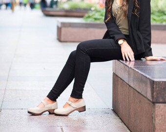 Mary Janes / Strap Leather Sandal / Black Leather Clogs / Strap Leather Shoes / Handmade Clogs / Summer Mules / Sandgrens / Mary Jane