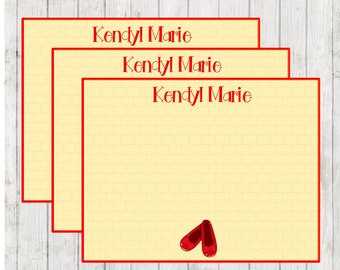 Wizard of OZ Thank You Notes/Stationary Birthday Yellow Brick Road Ruby Slippers