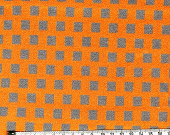 PIXELS orange/gray, minecraft fabric, cotton interlock knit fabric, organic knit fabric, minecraft, sewing gift idea, minecraft knit fabric