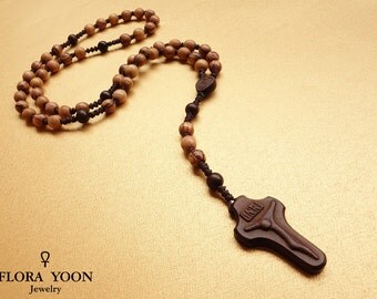 Knotted Olive Wood Rosary, Catholic Rosary, Olive wood beads from Nazareth,Five decade,Holy Rosary, Catholic Gift