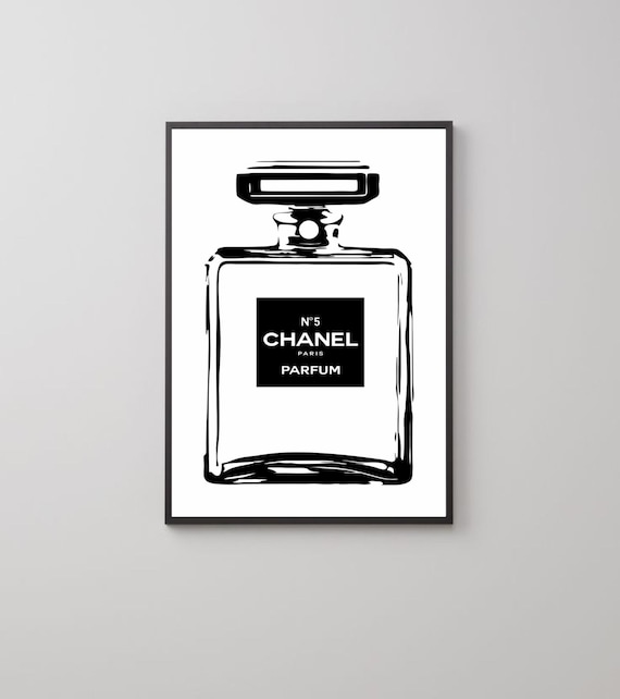 Items similar to Chanel No 5 perfume bottle poster print on paper or ...