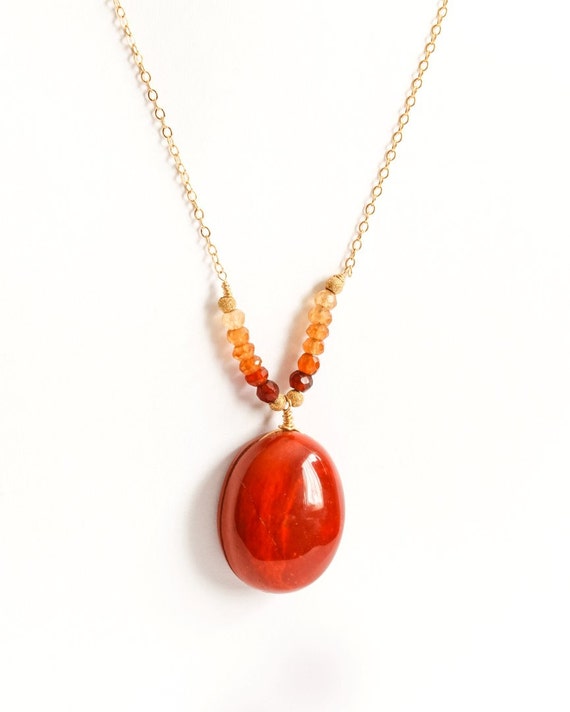 Red Jasper luxury gold filled necklace Red Jasper necklace