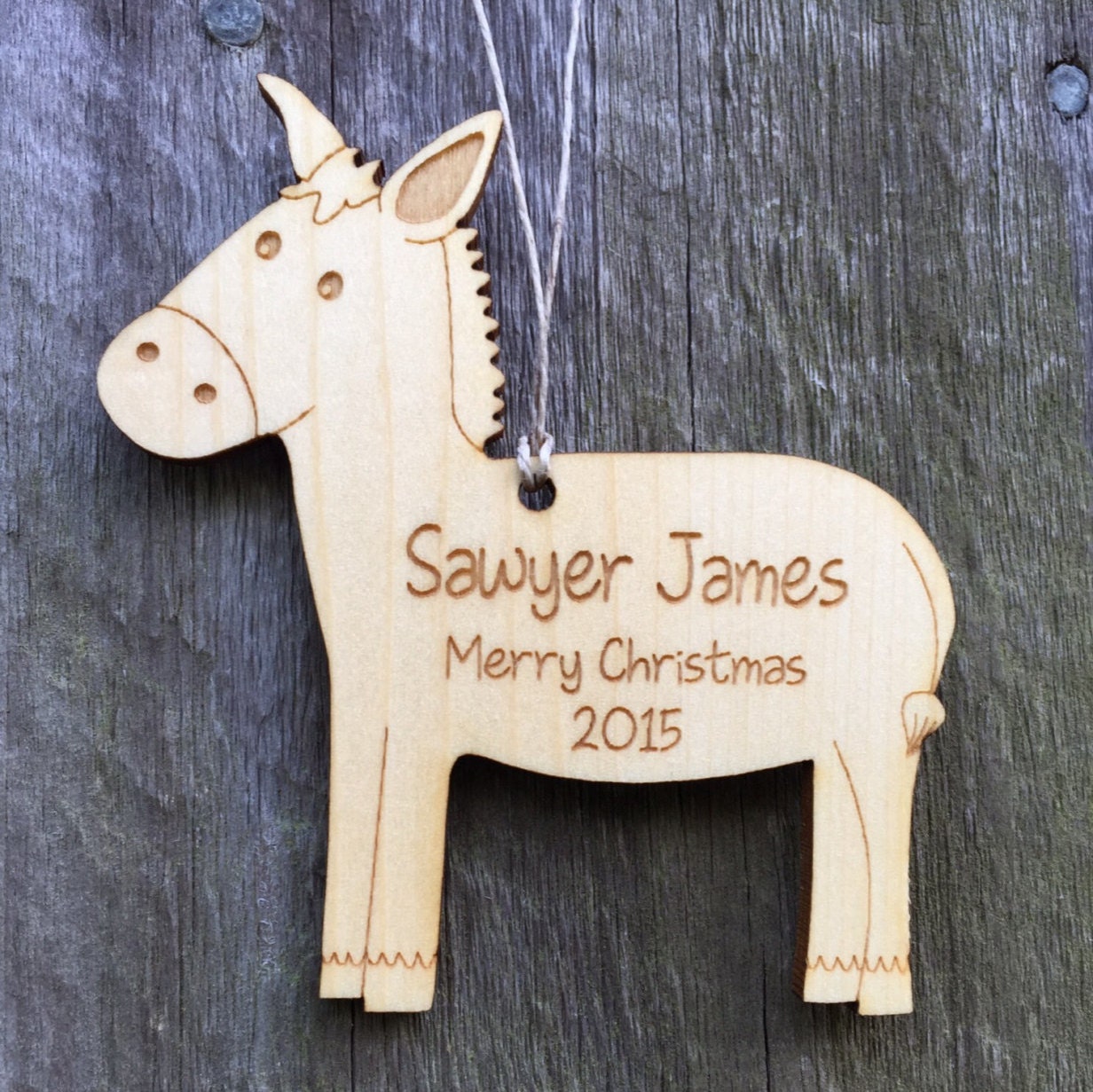 Donkey Ornament Personalized Christmas Donkey/Baby's