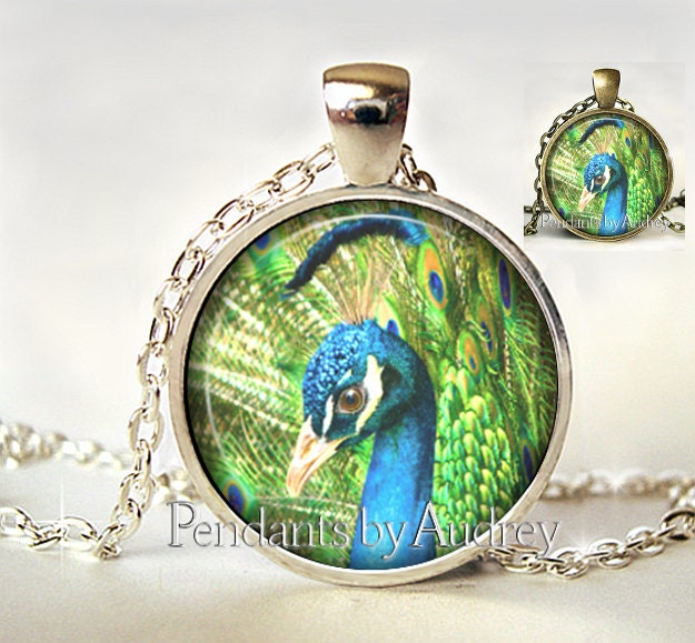 Peacock Necklace Peacock Pendant Peacock by PendantsbyAudrey