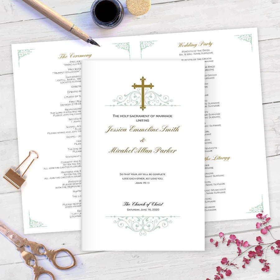 DIY Catholic wedding programs Catholic program templates MS